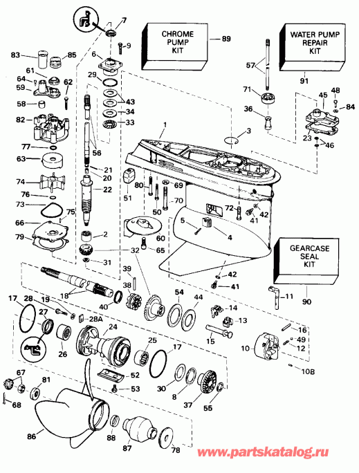 ��������� �������� ����� Evinrude E150ELEDB 1996  - Std. Rotation - 20