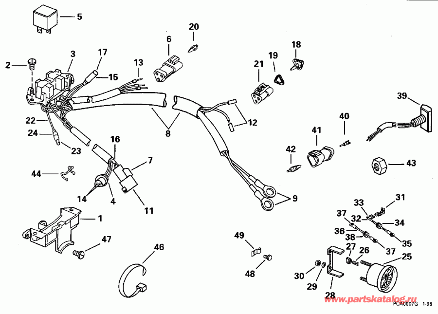 ��������� �������� ����� Evinrude E150EXEDB 1996  - wer Trim / tilt ���������