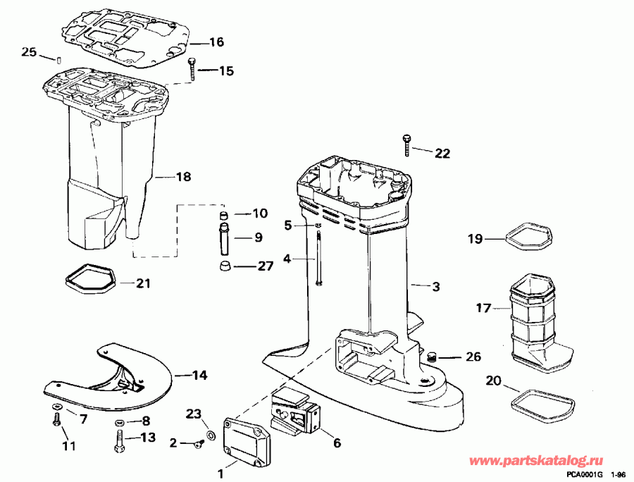 ��������� �������� ����� EVINRUDE E150JLEDB 1996  - haust Housing / haust ������