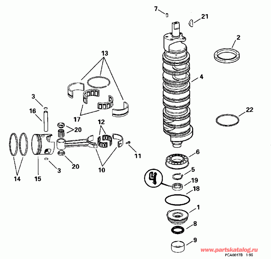 ��������� EVINRUDE E175SLEDB 1996  - ankshaft & Pistons