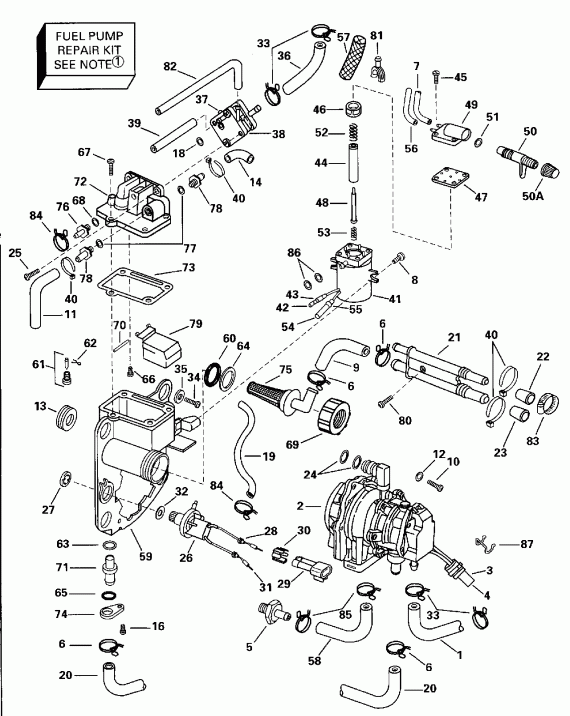 ��������� Evinrude E175SLEDB 1996  - el Bracket & Components