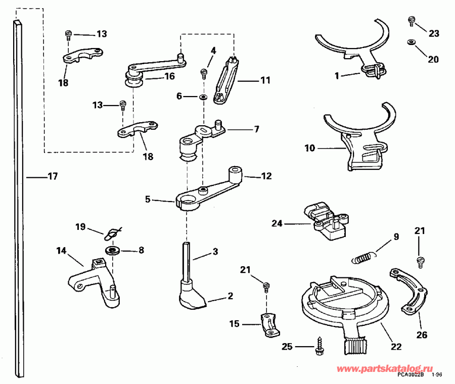 ��������� EVINRUDE E175SLEDB 1996  - rottle Linkage - rottle ��������� ��������