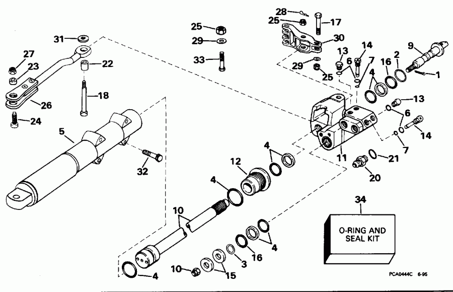 ����� EVINRUDE E200TXEDR 1996  - linder & ������ Assembly - linder & Valve Assembly