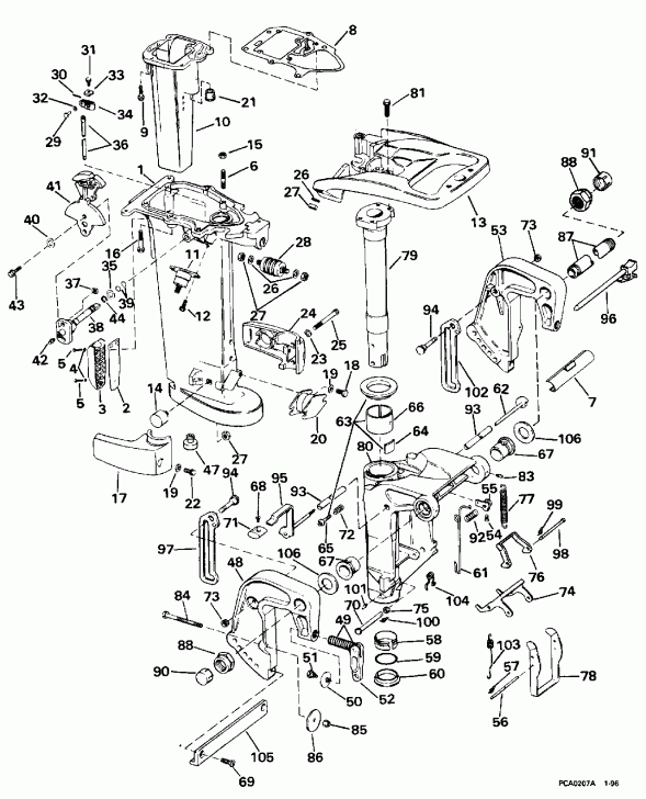 ��������� �������� ����� Evinrude E20CREDA 1996  - dsection / dsection