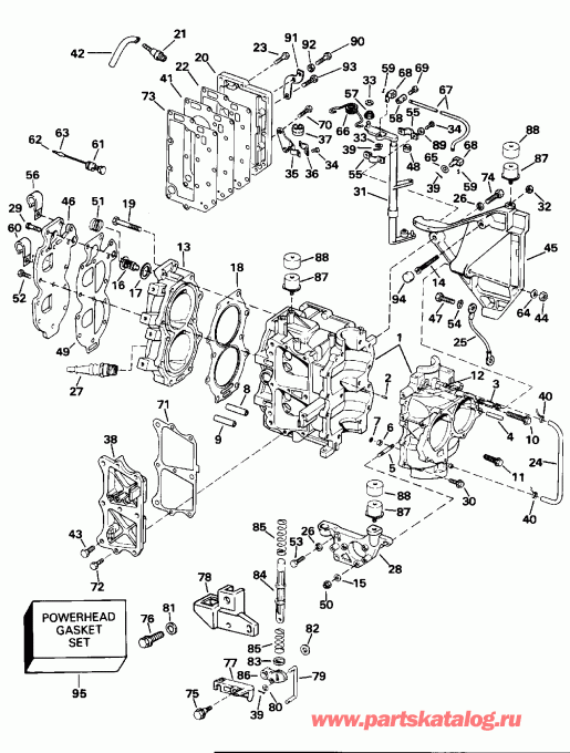 ����� Evinrude E20CRLEDA 1996  - linder & Crankcase - linder & ������ ���������