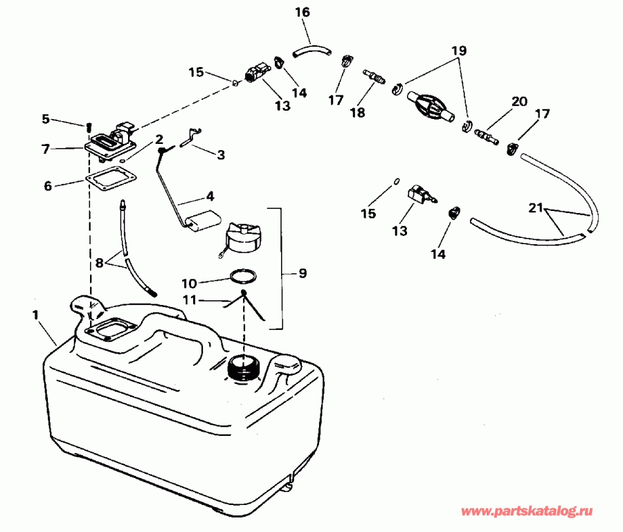 ��������� �������� ����� EVINRUDE E20CRLEDA 1996  - el Tank / el Tank