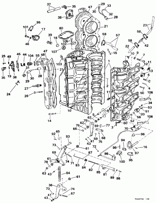 �������� ����� ������� E225STLEDE 1996  - linder & Crankcase / linder & ������ ���������