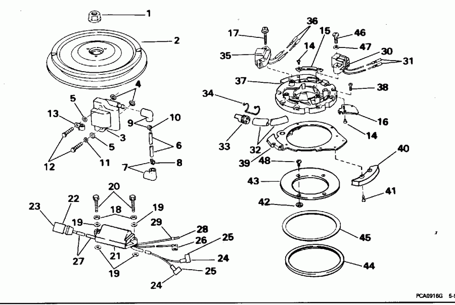 ��������� �������� ����� Evinrude E25EEDM 1996  - tor ������ Assembly / tor Cable Assembly