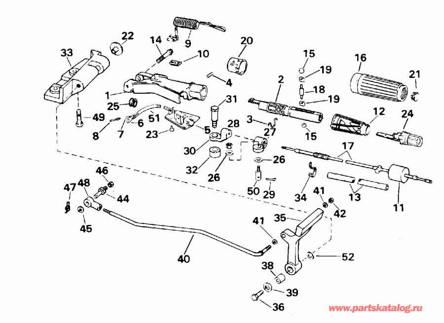��������� �������� ����� EVINRUDE E25JREDC 1996  - eering & Shift Handle