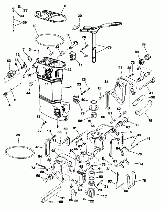��������� �������� ����� EVINRUDE E25KLEDC 1996  - ������ Tilt
