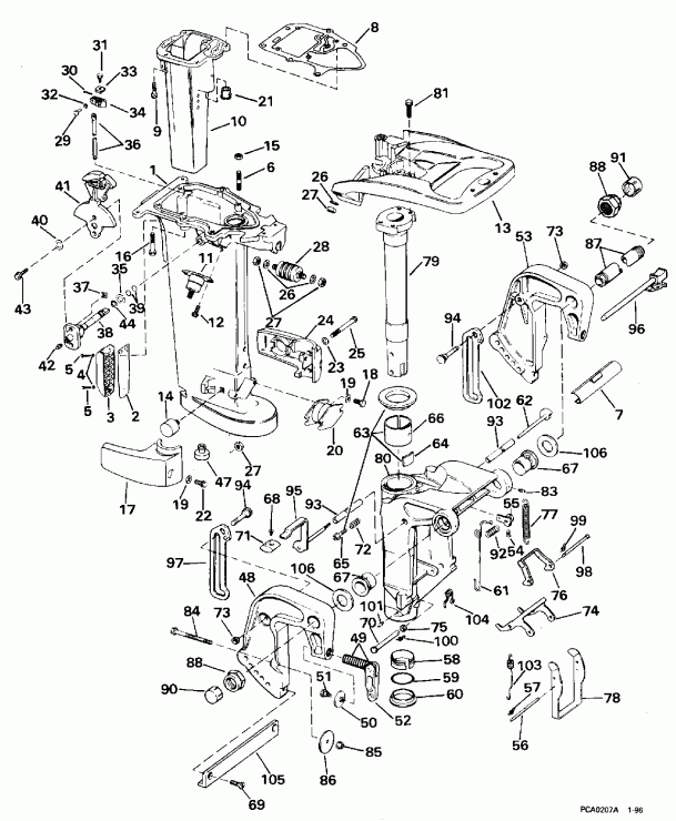 ��������� ����� Evinrude E25RWLEDC 1996  - S25rp - S25rp