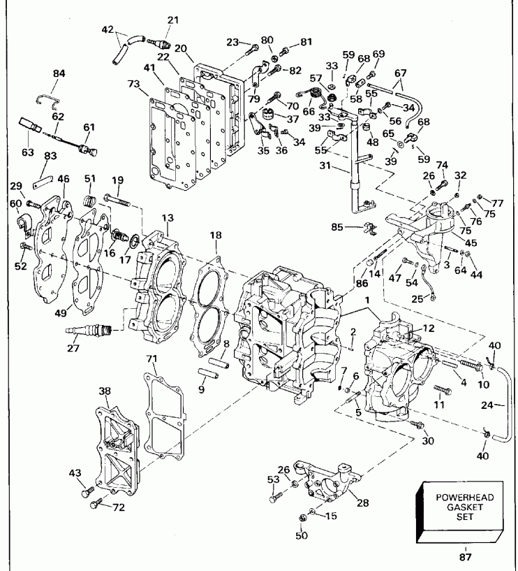 ��������� EVINRUDE E28ESLEDR 1996  - linder & Crankcase