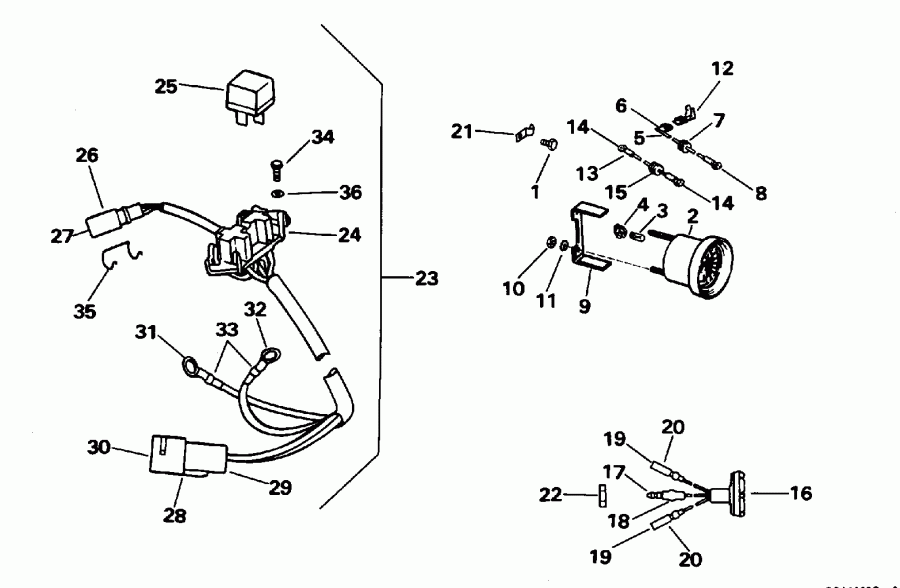 �������� ����� EVINRUDE E35TKLEDC 1996  - wer Trim/tilt Electrical