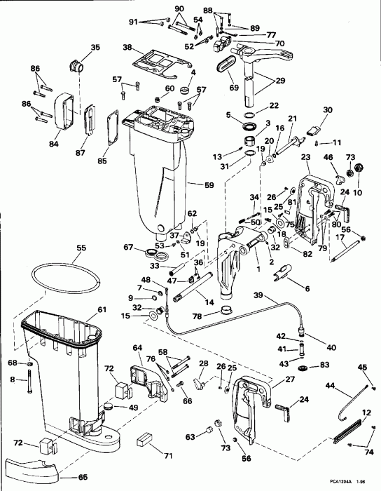 �������� ����� ������� E40JREDC 1996  - haust Housing & Stern & Swivel Bracket