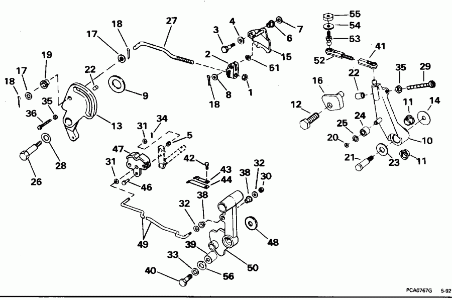 ��������� �������� ����� Evinrude E45RCLEDS 1996  - ift & ����������� ��������age - ift & Throttle Linkage
