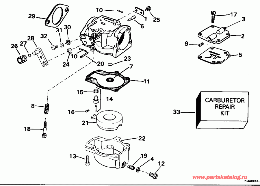 ��������� �������� ����� Evinrude E48ESLEDC 1996  - rburetor / rburetor
