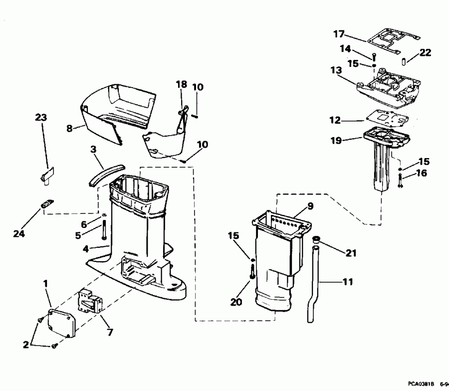  EVINRUDE E50DTLEDC 1996  - haust Housing / haust ������