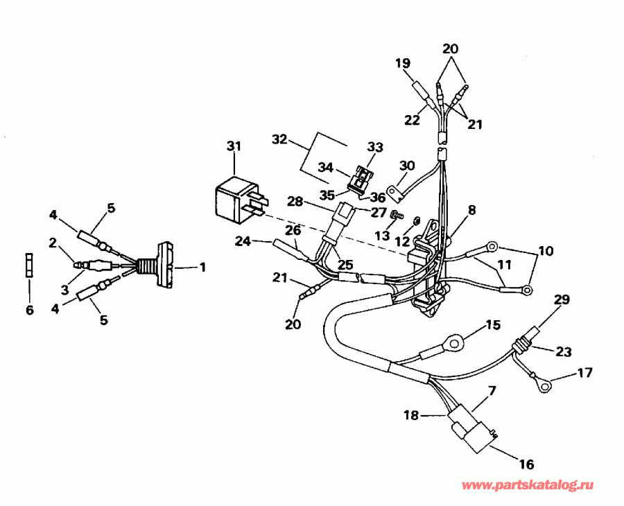 ����� EVINRUDE E60TTLEDR 1996  - wer Trim/tilt Electrical