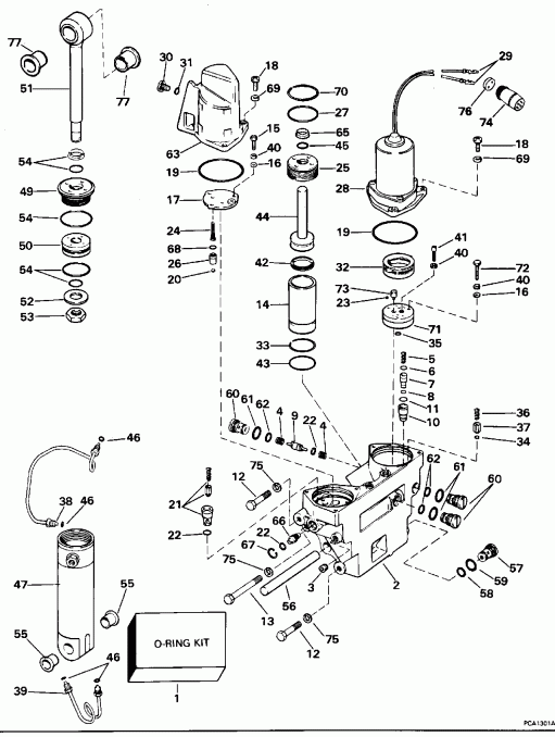��������� EVINRUDE E60TTLEDR 1996  - wer Trim / tilt Hydraulic Assembly