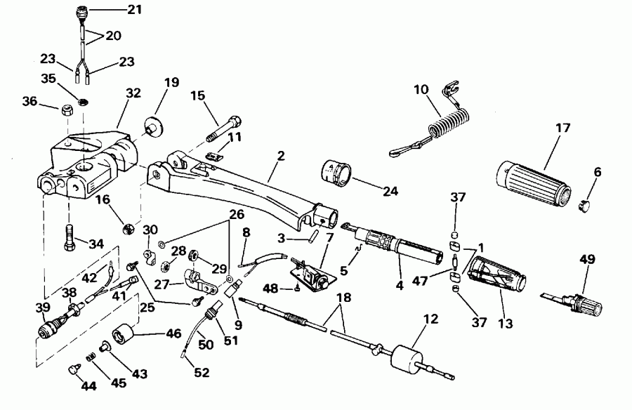 �������� ��������� ����� EVINRUDE E60TTLEDR 1996  - ee������ Handle / eering Handle