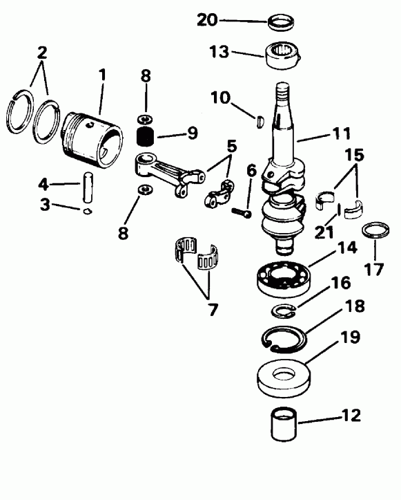 �������� ��������� ����� EVINRUDE E6REDS 1996  - ankshaft & Piston - ank��� & �������