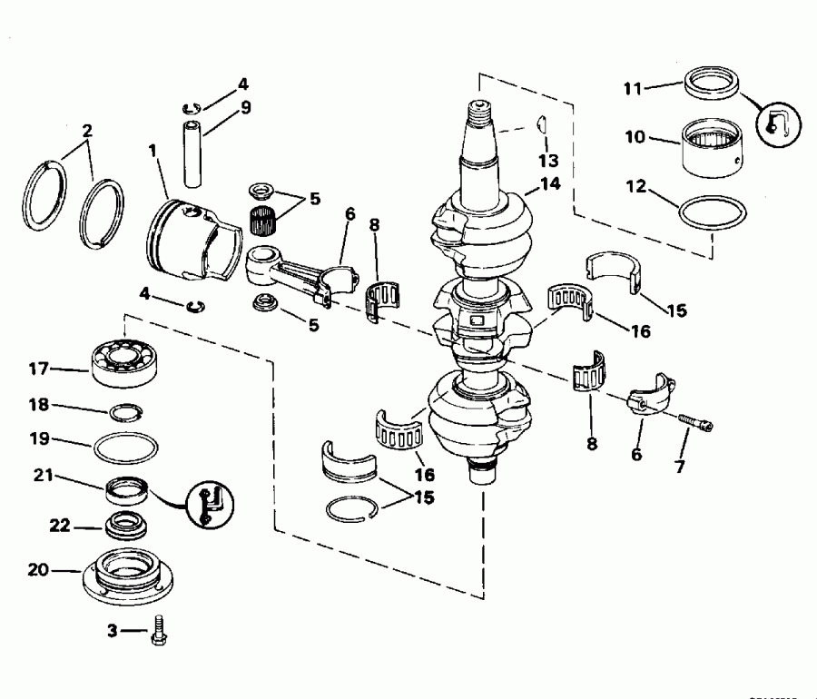 ����� EVINRUDE E70TLEDA 1996  - ankshaft & Piston