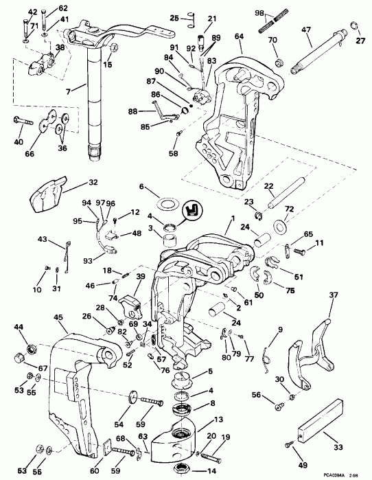 ��������� �������� ����� Evinrude E70TLEDA 1996  - ���������������� ��������� ������� - Power Trim & Tilt