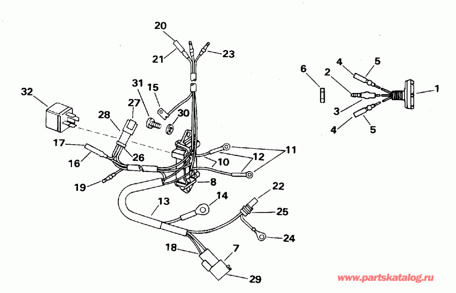 ��������� ����� EVINRUDE E70TLEDA 1996  - wer Trim/tilt Electrical - wer Trim / tilt ���������