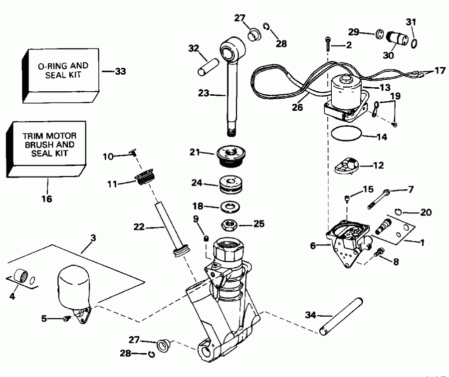 ��������� Evinrude E70TLEDA 1996  - wer Trim / tilt Hydraulic Assembly