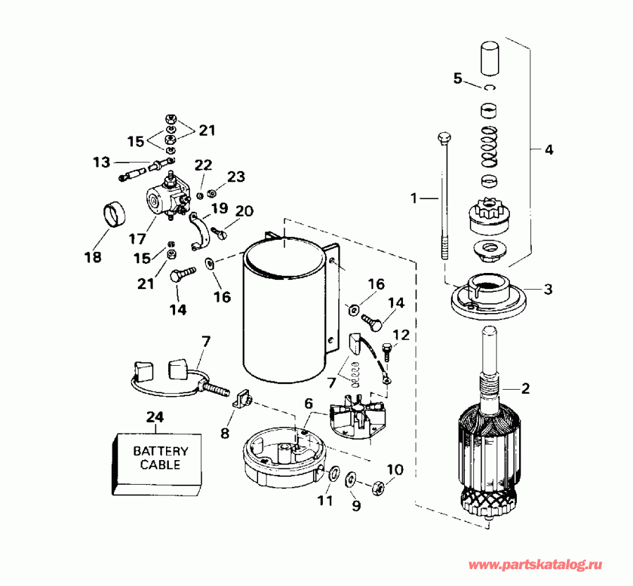 ��������� ����� Evinrude E88MSLEDC 1996  - ectric ������� & Solenoid - ectric Starter & Solenoid