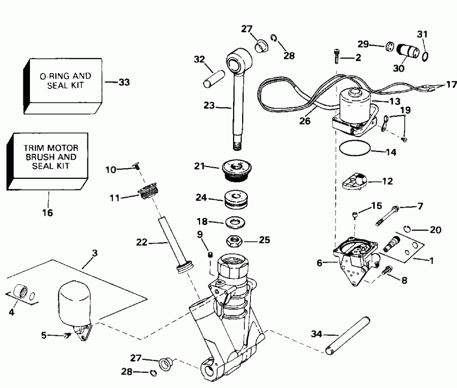 ��������� ��������� Evinrude E88MSLEDC 1996  - wer Trim/tilt Hydraulic Assembly
