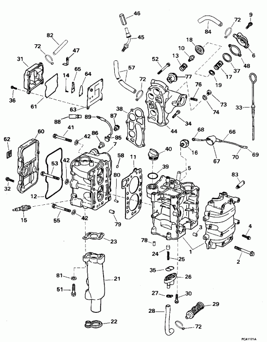 ��������� EVINRUDE HE10FDEDC 1996  - linder & Crankcase / linder & ������ ���������
