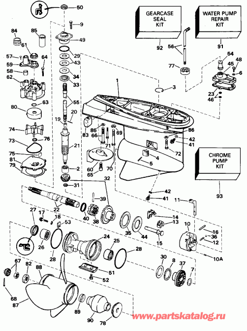 ����� Evinrude HE130CXADA 1996  - 130tl & 130tx �������� Rotation / 130tl & 130tx Standard Rotation
