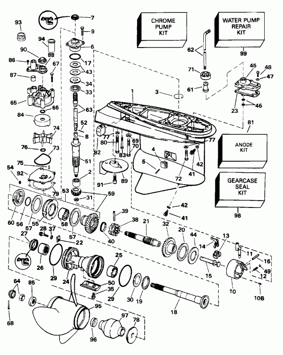 ��������� ����� Evinrude HE130TXADA 1996  - 130cx �������� �������� / 130cx Counter Rotation