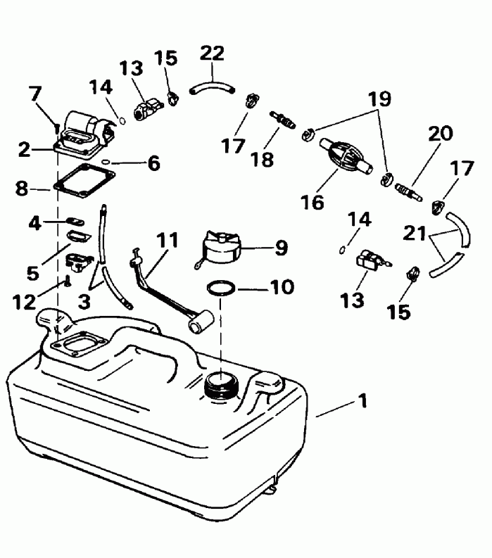 ��������� �������� ����� EVINRUDE HE15KCLN 1996  - 3 Gallon - 15kc Models Only - 3 ������ - 15kc Models Only