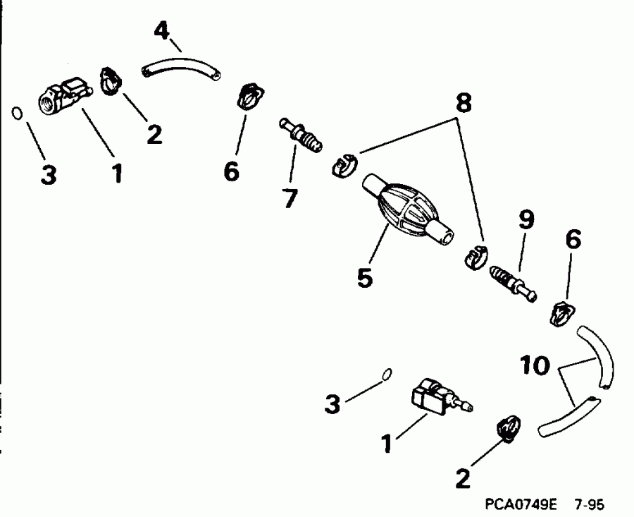 ����� EVINRUDE HE15KCN 1996  - el ����� ��������� ����� 5 / 16 ���� I.d. / el Hose Primer Bulb 5/16 In. I.d.
