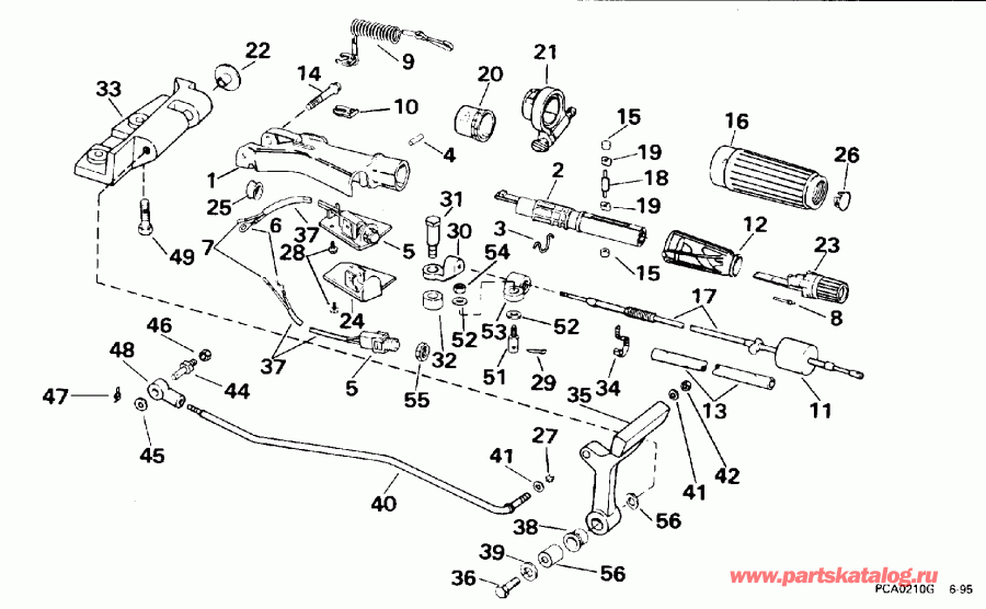 �������� ��������� ����� Evinrude HE25FPO 1996  - ee������ & ������������� Handle - eering & Shift Handle