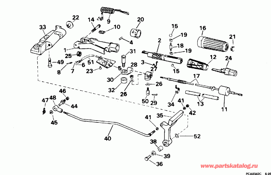 �������� ��������� ����� EVINRUDE HE25TELEDA 1996  - eering & Shift Handle