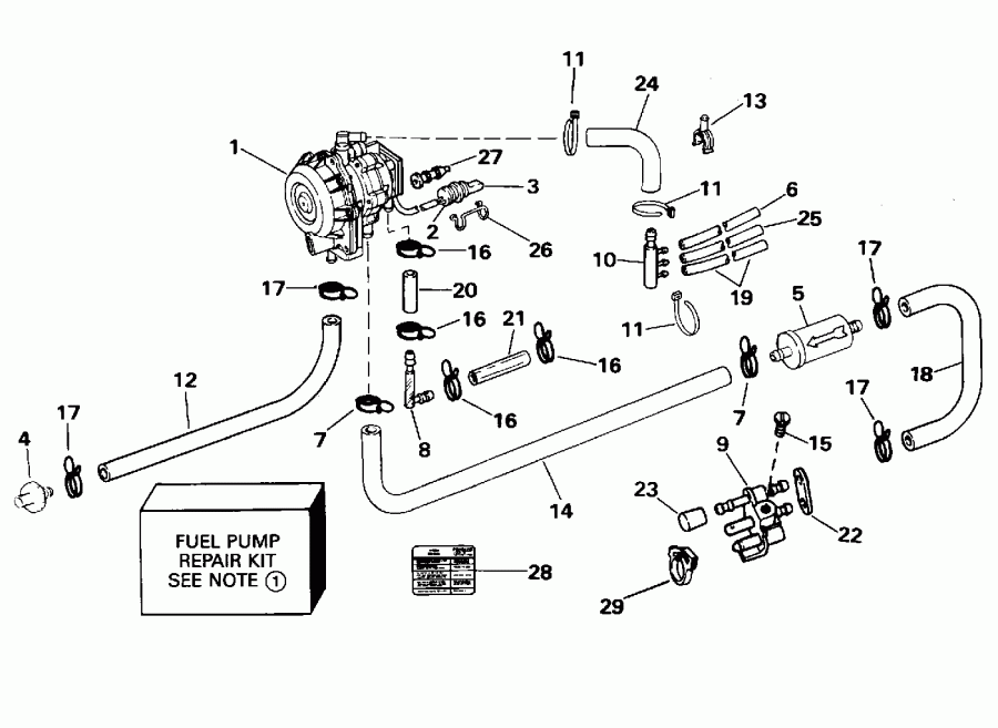 ��������� �������� ����� Evinrude HE40RLEDS 1996  - el Pump / el �����
