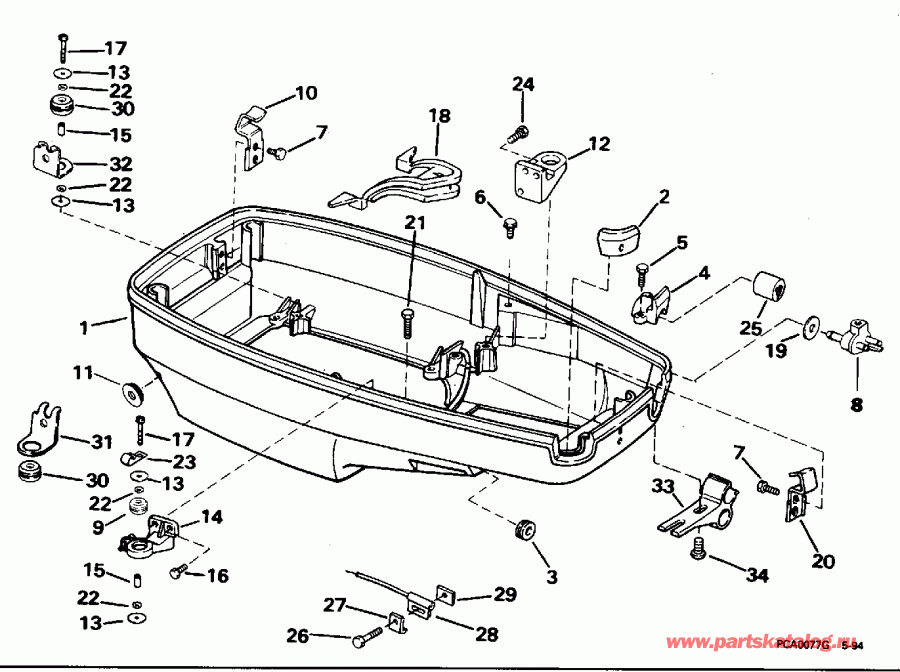 ��������� ����� EVINRUDE HE45RCLEDS 1996  - wer Engine Cover - wer ������ ��������� (�����)