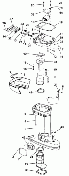  Evinrude HE90MLEDA 1996  - haust ������ / haust Housing