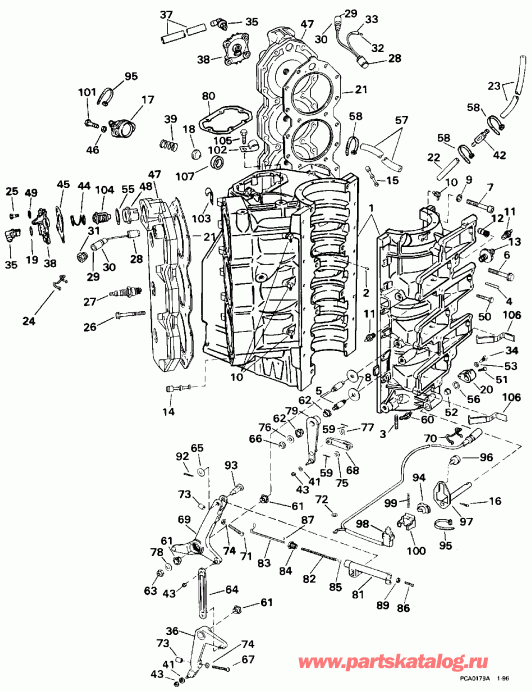 �������� ����� EVINRUDE LE200SLEDR 1996  - linder & Crankcase / linder & ������ ���������