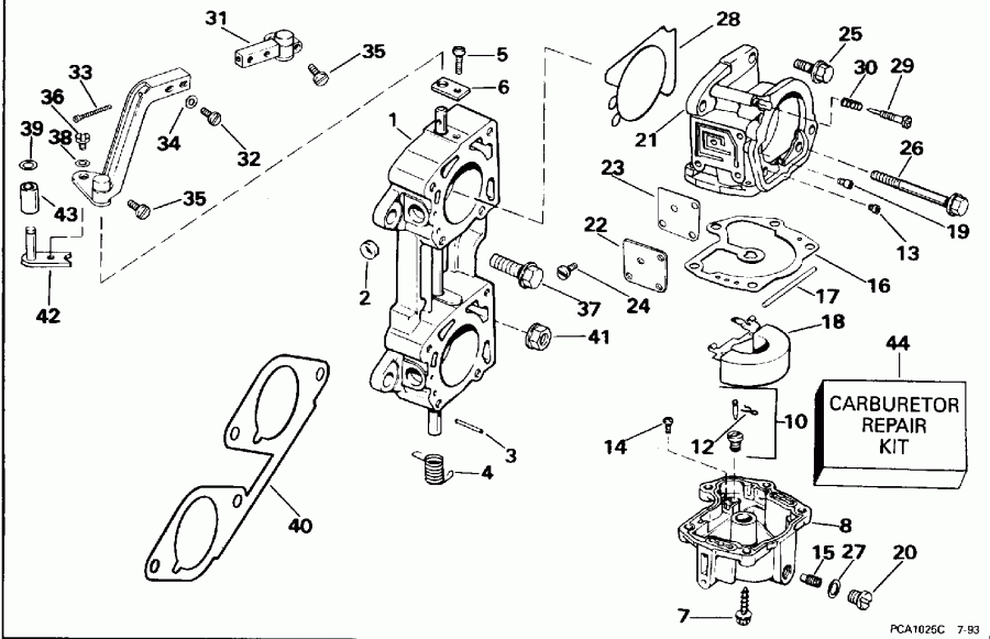  EVINRUDE SE125RWYV 1996  - rburetor � ��������� �������� - rburetor And Linkage