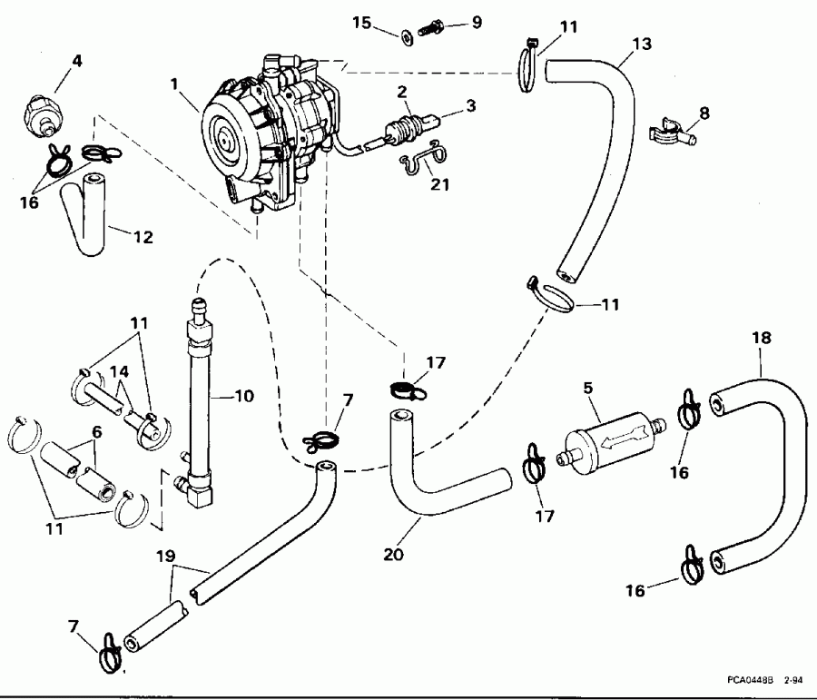 ��������� ��������� Evinrude SE125WTPLV 1996  - rburetor & ��������� �������� - rburetor & Linkage