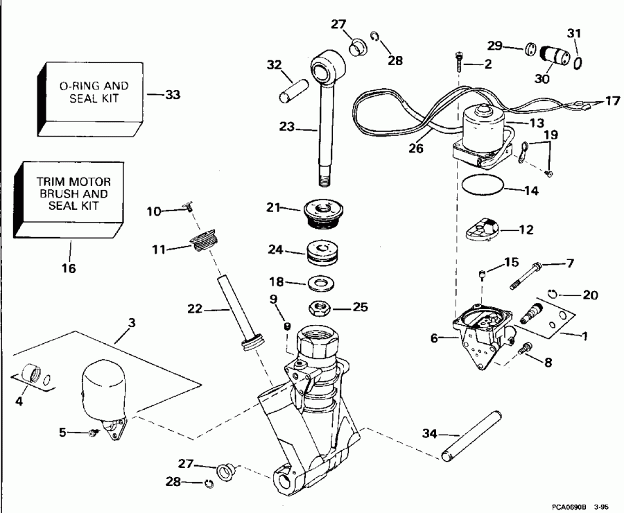  Evinrude SE125WTPLV 1996  - wer Trim/tilt Hydraulic Assembly - wer Trim / tilt Hydraulic Assembly