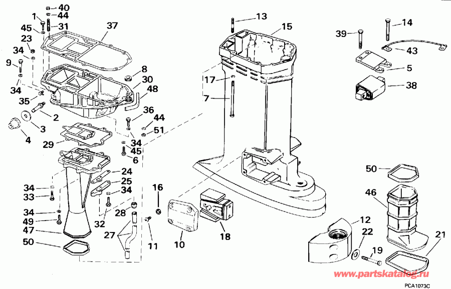��������� �������� ����� Evinrude SE125WTPXV 1996  - haust ������ / haust Housing