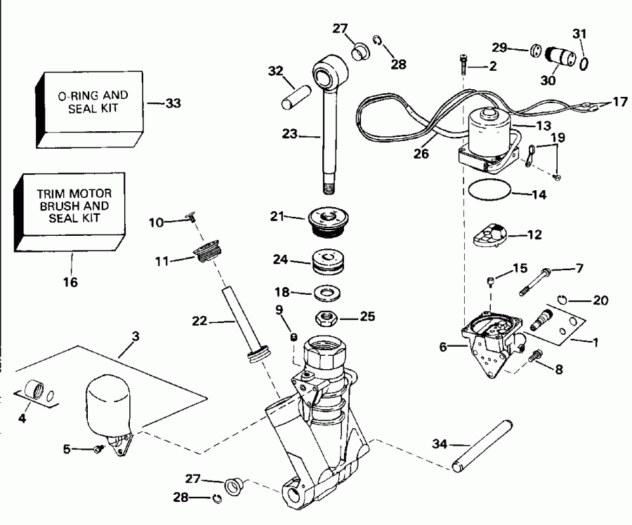 �������� ��������� ����� Evinrude SE150WTPXB 1996  - wer Trim/tilt Hydraulic Assembly / wer Trim / tilt Hydraulic Assembly