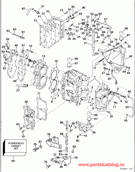 ��������� ����� Evinrude SE25RDEDC 1996  - linder & ������ ��������� / linder & Crankcase