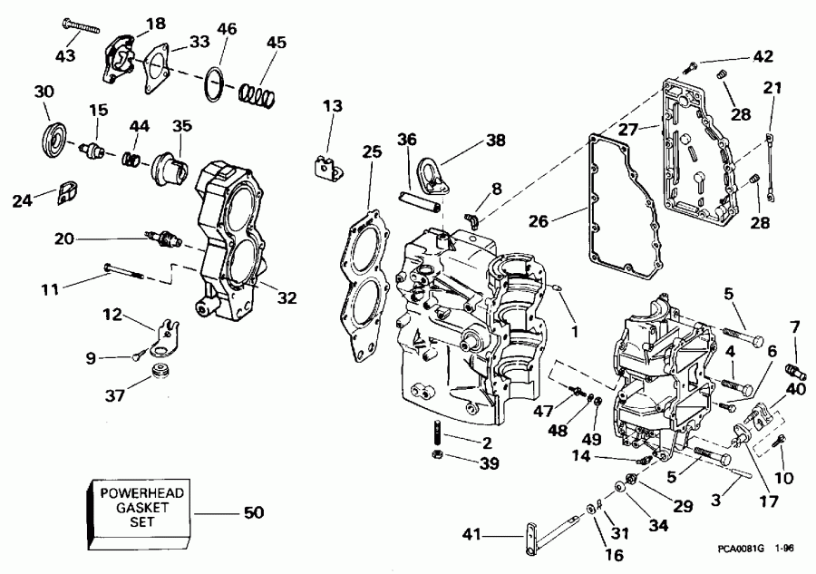 ��������� ����� ������� SE45RSLH 1996  - linder & Crankcase / linder & ������ ���������
