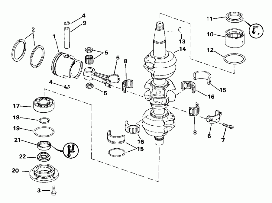 �������� ����� EVINRUDE SE65RSYM 1996  - ankshaft & Piston